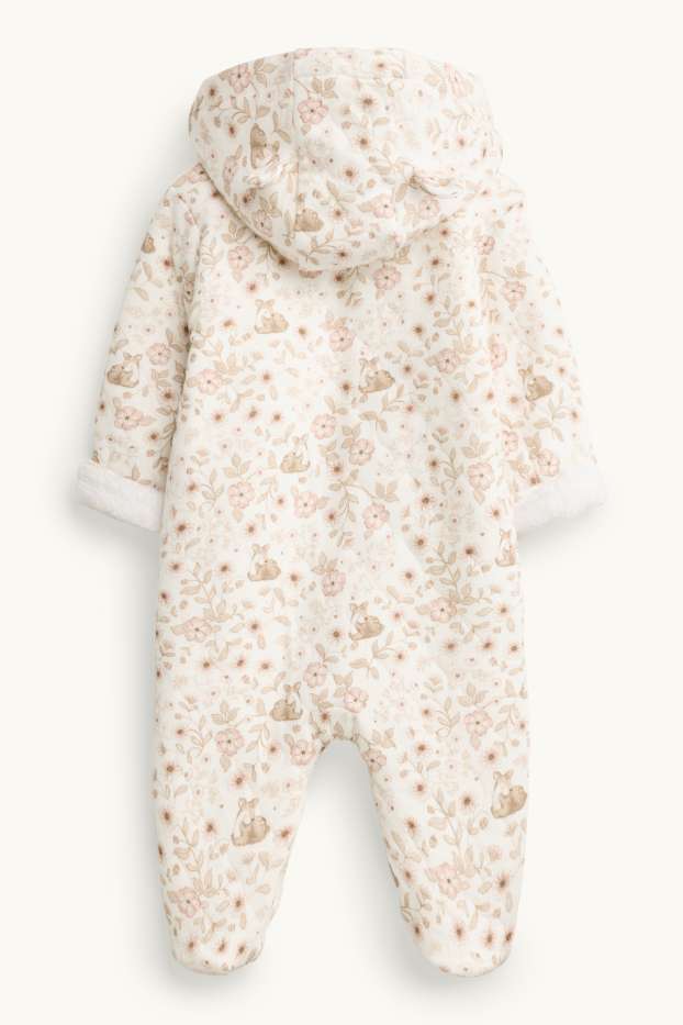 Baby Girls - Flowers and deer - thermal baby onesie - white