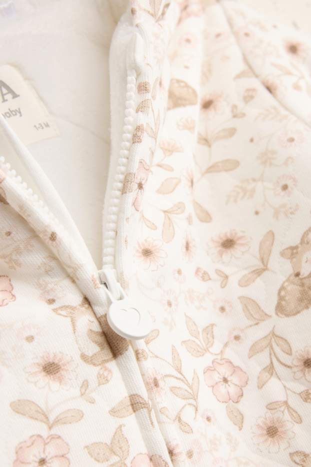 Baby Girls - Flowers and deer - thermal baby onesie - white
