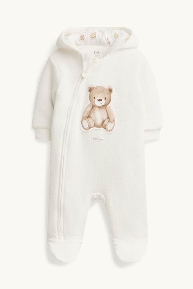 Unisex - Teddy bear - baby onesie - textured - cremewhite