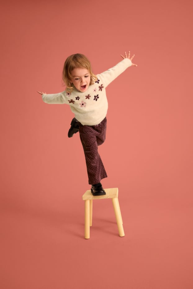 Children Girls - Floral - jumper - cremewhite