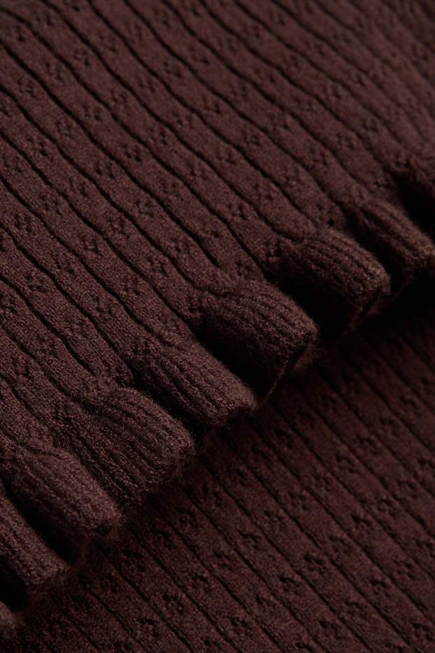 Children Girls - Pointelle jumper - brown