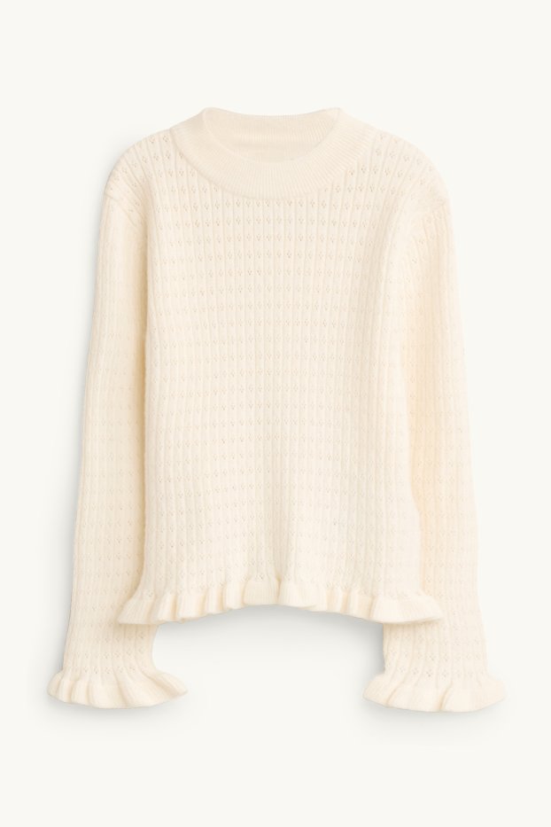 Children Girls - Pointelle jumper - creme