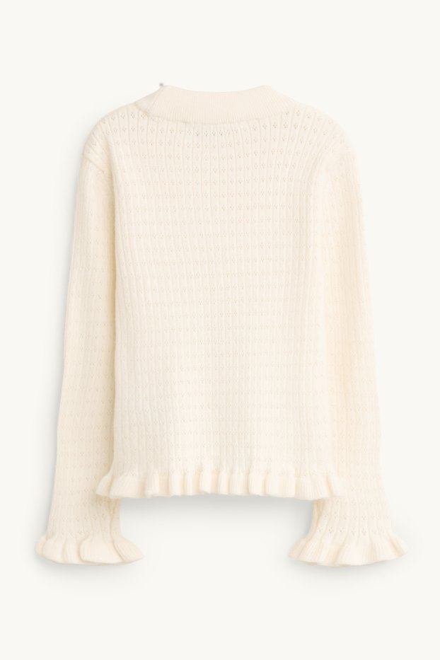 Children Girls - Pointelle jumper - creme