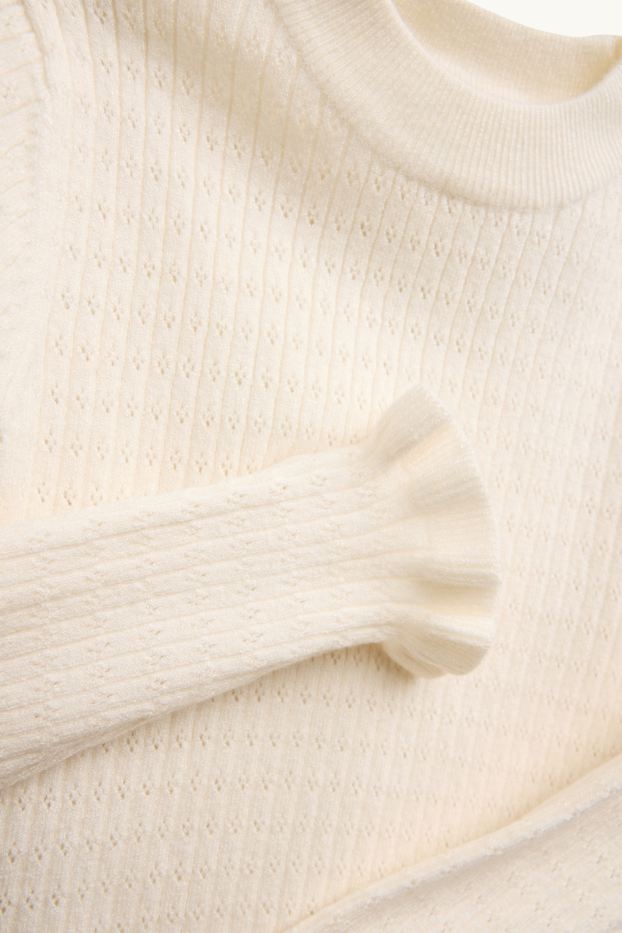 Children Girls - Pointelle jumper - creme