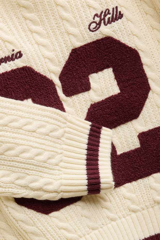Children Girls - Jumper - cable knit pattern - creme