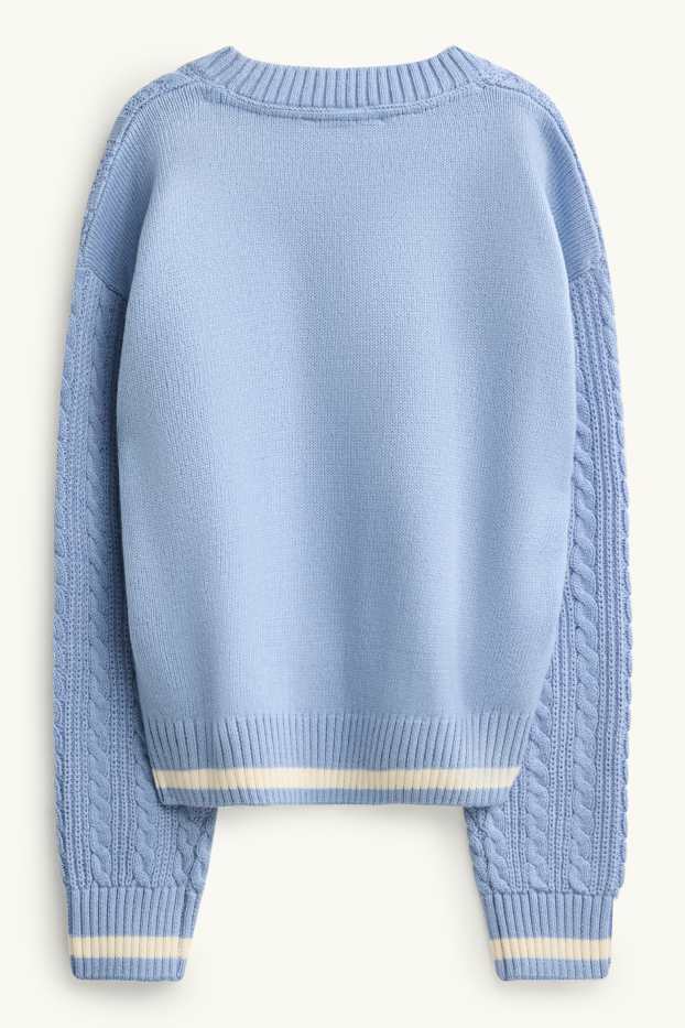 Children Girls - Boston - jumper - cable knit pattern - light blue