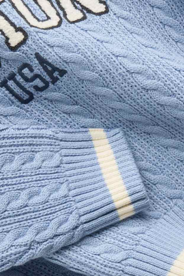 Children Girls - Boston - jumper - cable knit pattern - light blue
