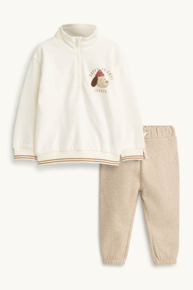 Baby Boys - Doggie - baby outfit - 2 piece - white / beige
