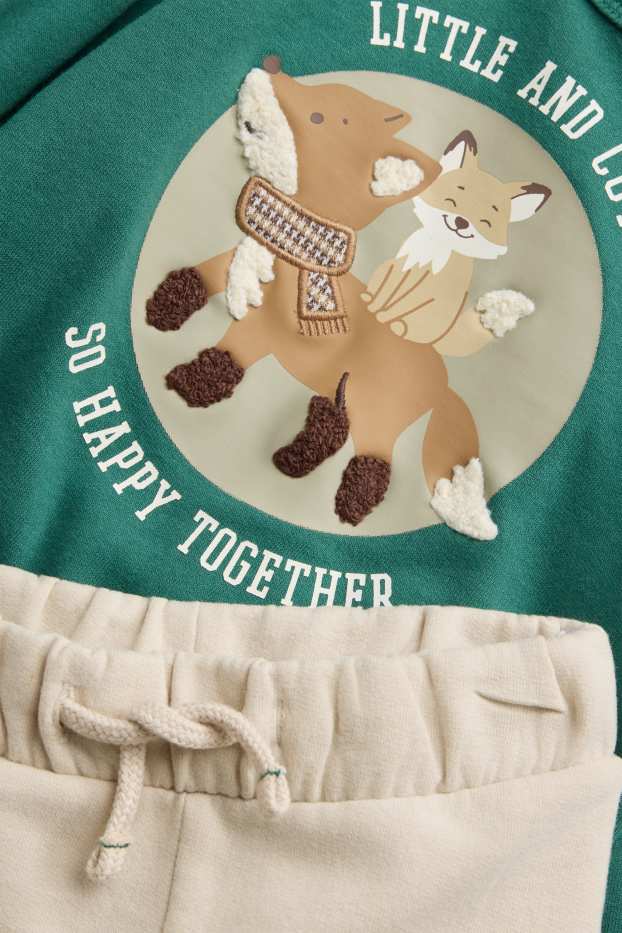 Baby Boys - Fox - baby outfit - 2 piece - dark green / cremewhite