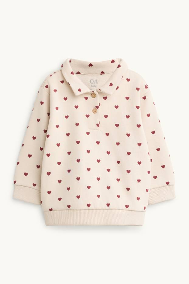 Baby Girls - Little hearts - baby outfit - 2 piece - red / beige