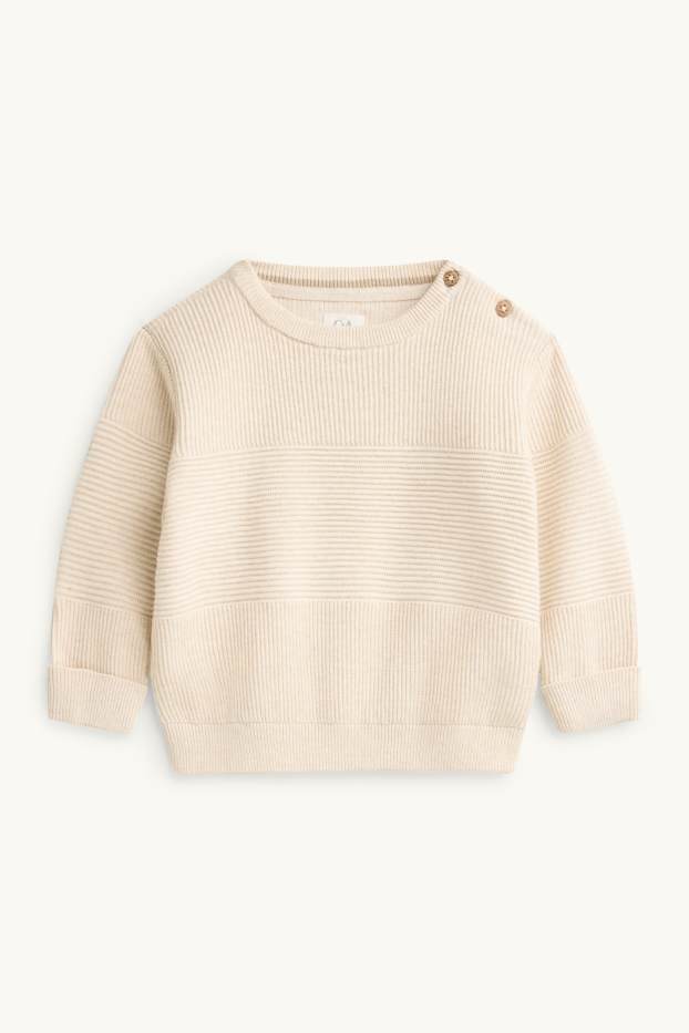 Baby Boys - Baby outfit - 3 piece - ribbed - beige