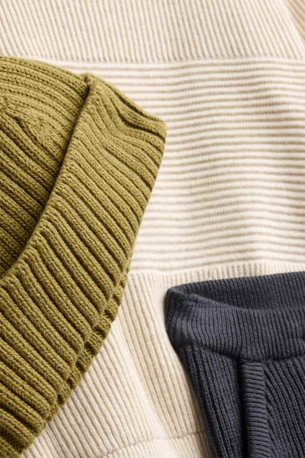 Baby Boys - Baby outfit - 3 piece - ribbed - beige