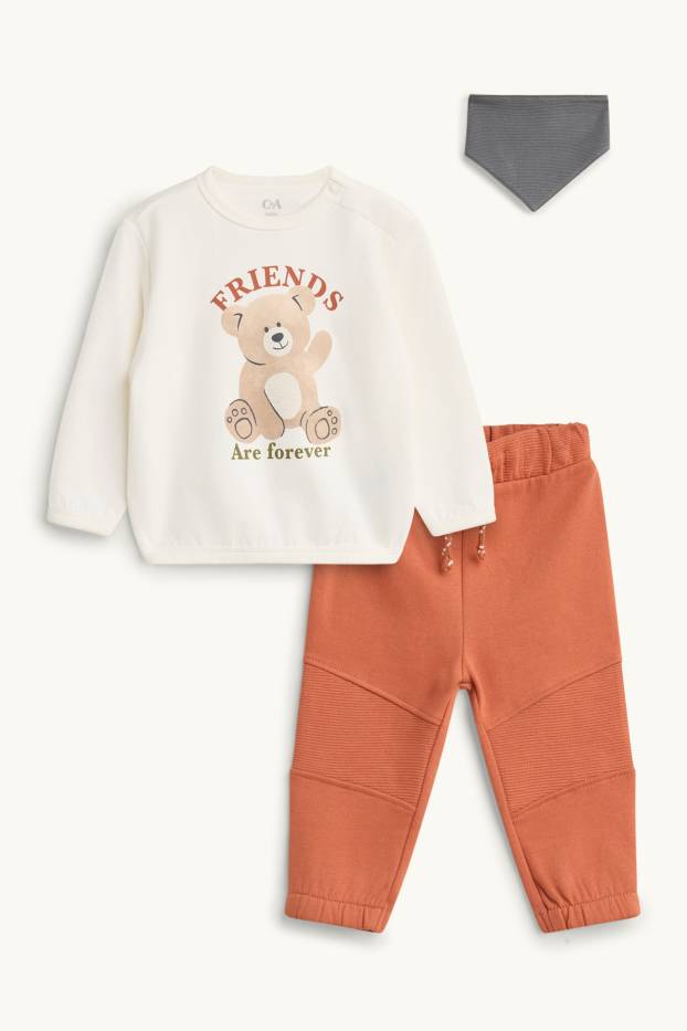 Baby Boys - Teddy bear - baby outfit - 3 piece - brown / cremewhite
