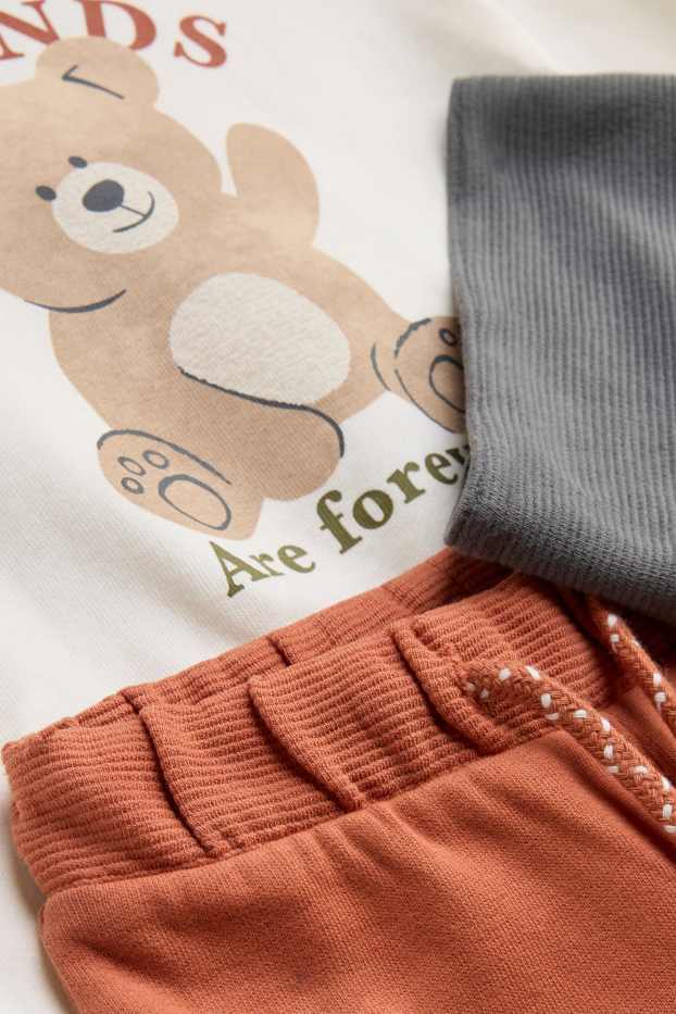 Baby Boys - Teddy bear - baby outfit - 3 piece - brown / cremewhite