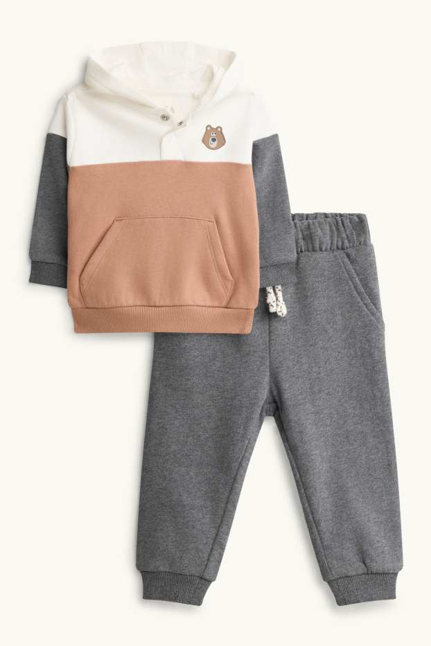 Baby Boys - Bear - baby outfit - 2 piece - white / gray