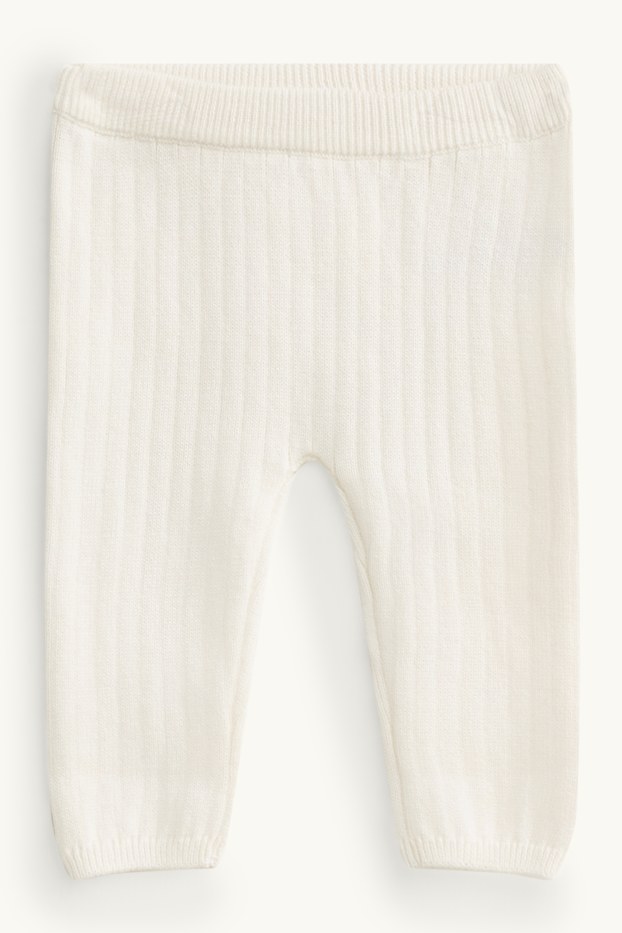 Baby Boys - Teddy bear - baby outfit - ribbed - 2 piece - light beige