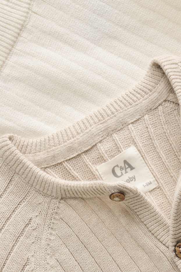 Baby Boys - Teddy bear - baby outfit - ribbed - 2 piece - light beige
