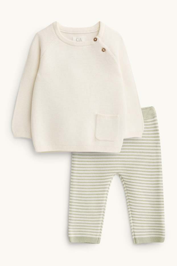 Baby Boys - Baby outfit - ribbed - 2 piece - cremewhite