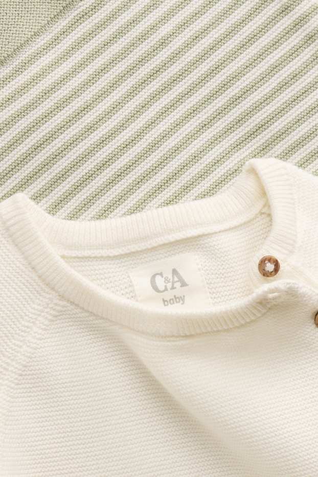 Baby Boys - Baby outfit - ribbed - 2 piece - cremewhite