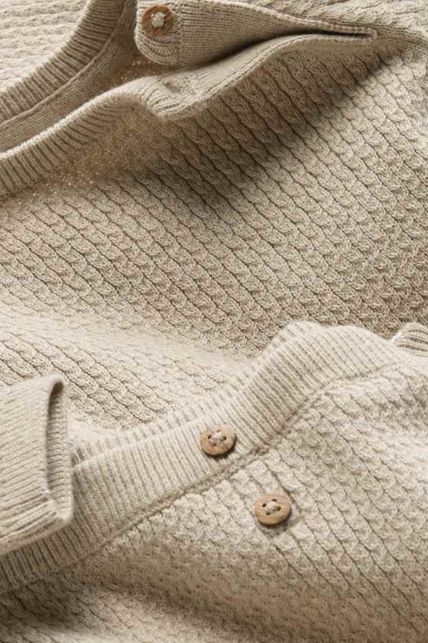 Baby Boys - Newborn outfit - 2 piece - cable knit pattern - beige