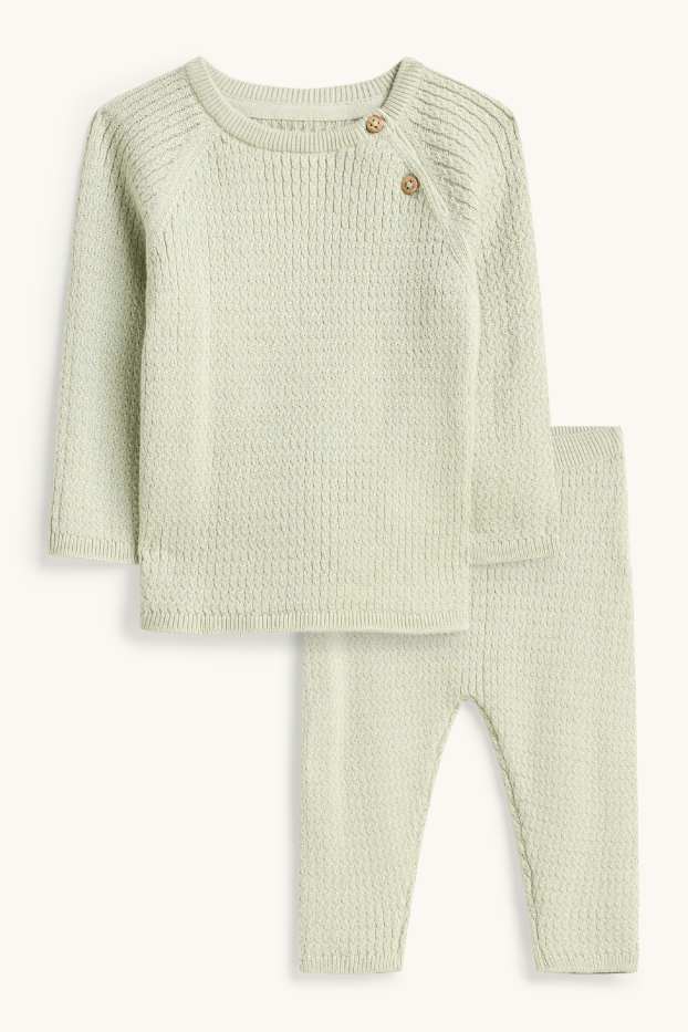 Baby Boys - Newborn outfit - 2 piece - cable knit pattern - light green