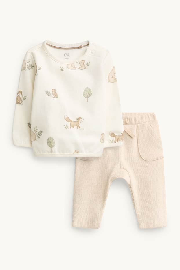 Baby Boys - Woodland animals - newborn outfit - 2 piece - cremewhite