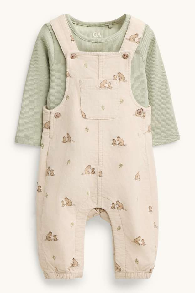 Baby Boys - Bear - newborn outfit - 2-piece - beige / green