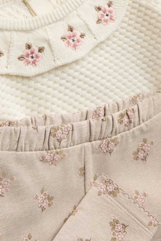 Baby Girls - Floral - newborn outfit - 2-piece - brown / cremewhite