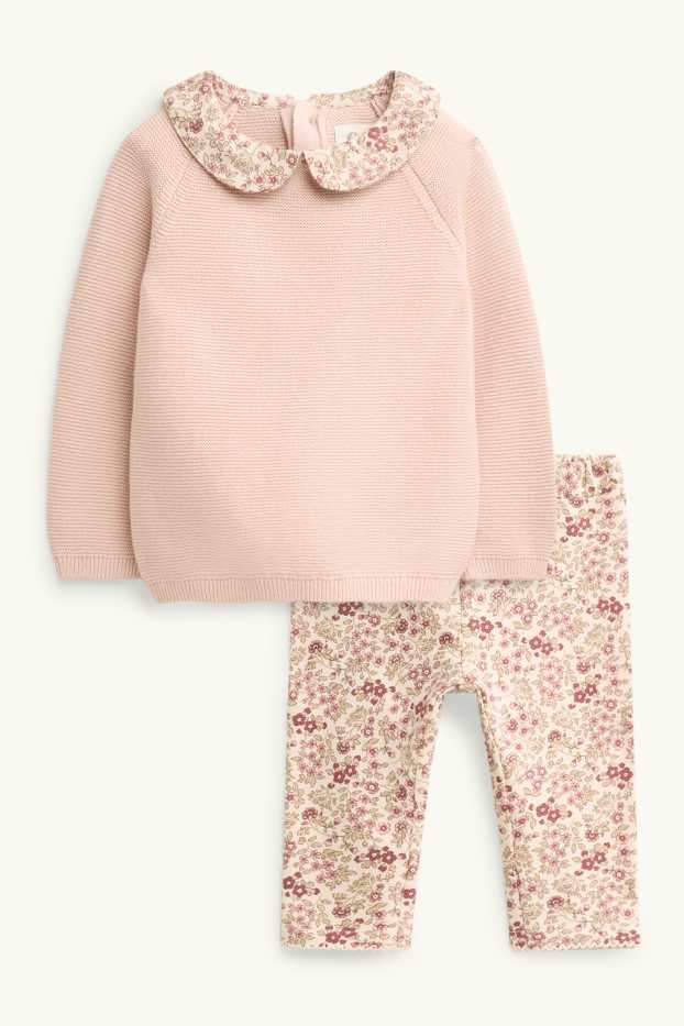 Baby Girls - Floral - baby outfit - 2 piece - pale pink
