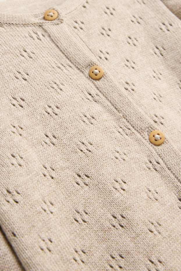 Baby Girls - Pointelle baby jumpsuit - beige-melange