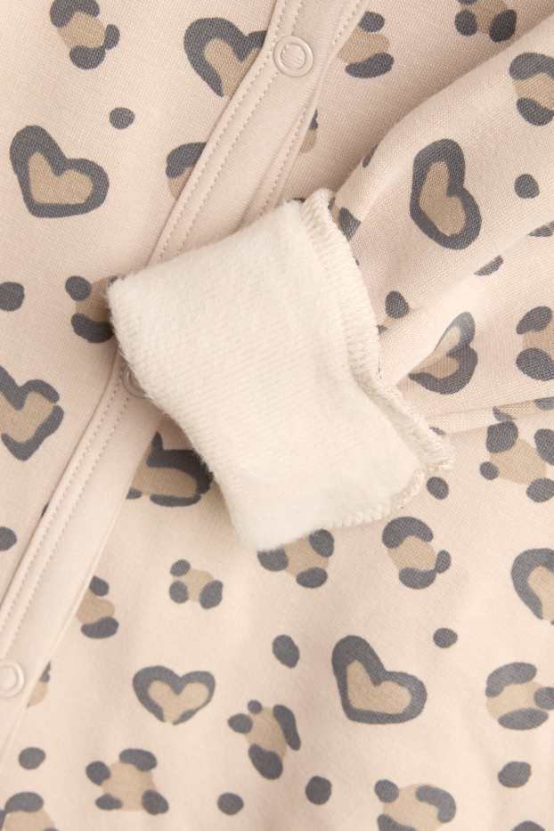 Baby Girls - Leopard - baby sleepsuit - plush-lined - beige