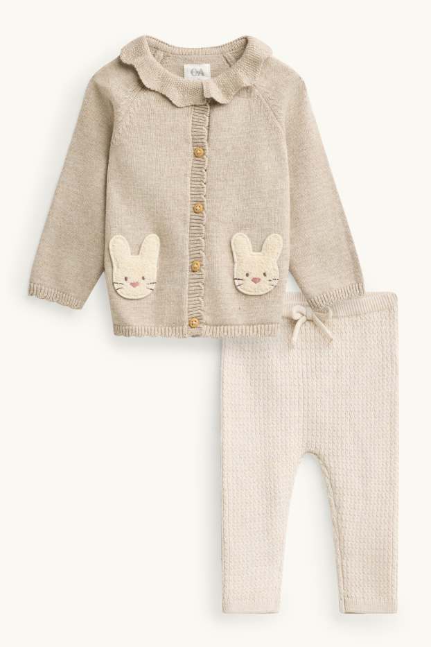 Baby Girls - Bunny rabbit - newborn outfit - 2-piece - beige