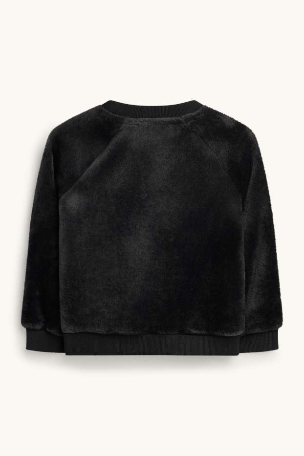 Cat - faux fur sweatshirt - black