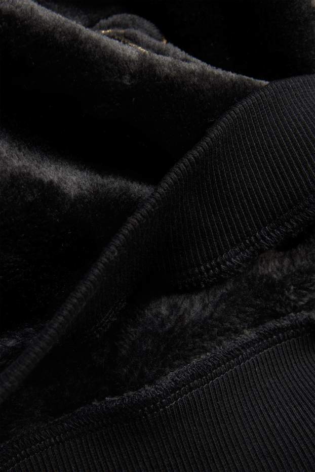 Cat - faux fur sweatshirt - black