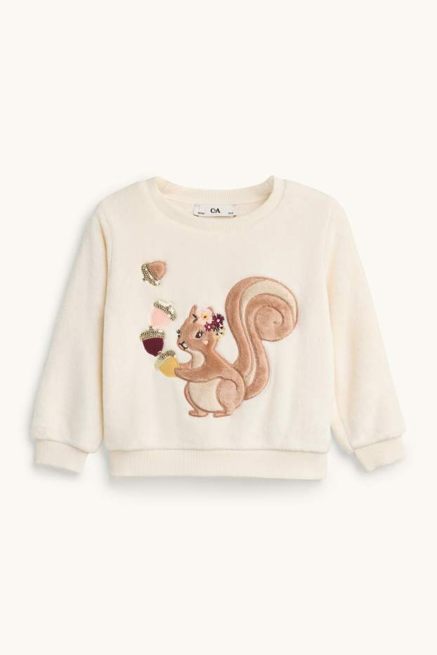 Children Girls - Squirrel - sweatshirt - shiny - brown / cremewhite