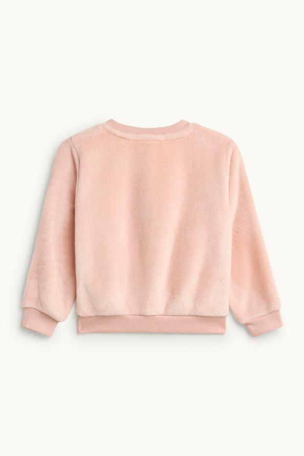 Children Girls - Owl and flower - sweatshirt - shiny - light rose