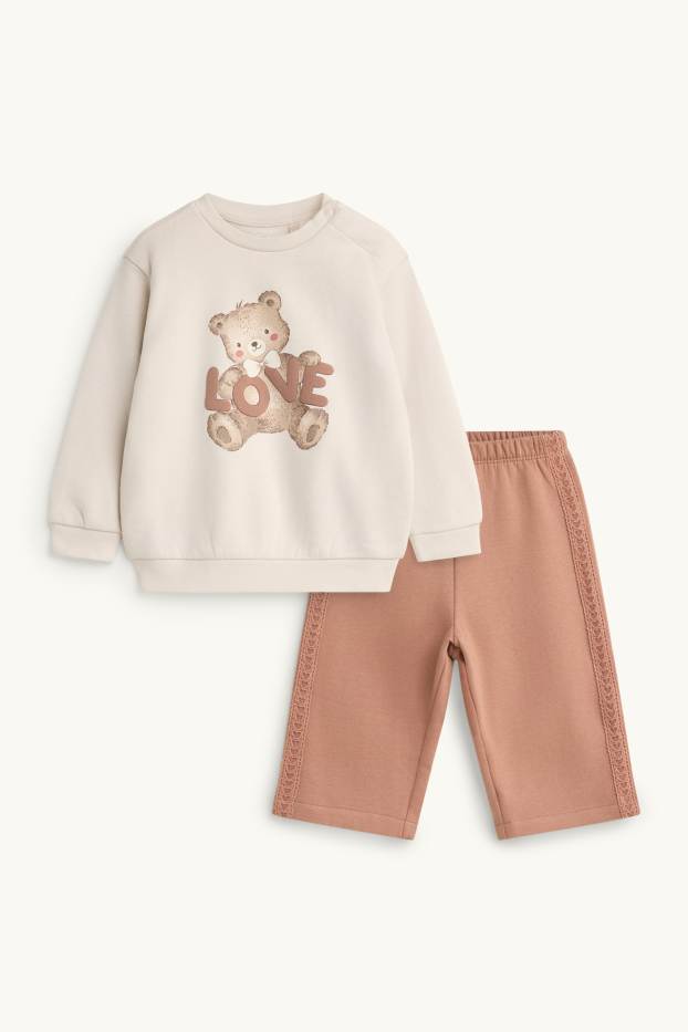 Baby Girls - Bear - baby outfit - 2 piece - creme