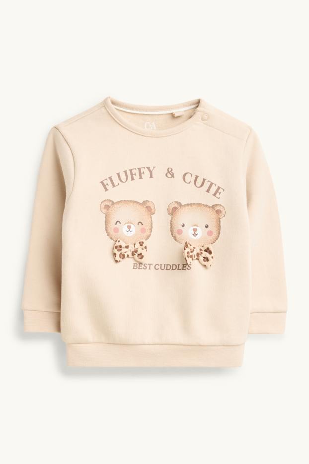 Baby Girls - Bear - baby outfit - 3 piece - leopard print - beige