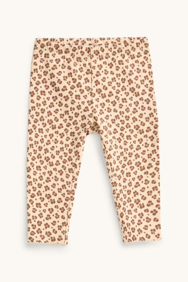Baby Girls - Bear - baby outfit - 3 piece - leopard print - beige
