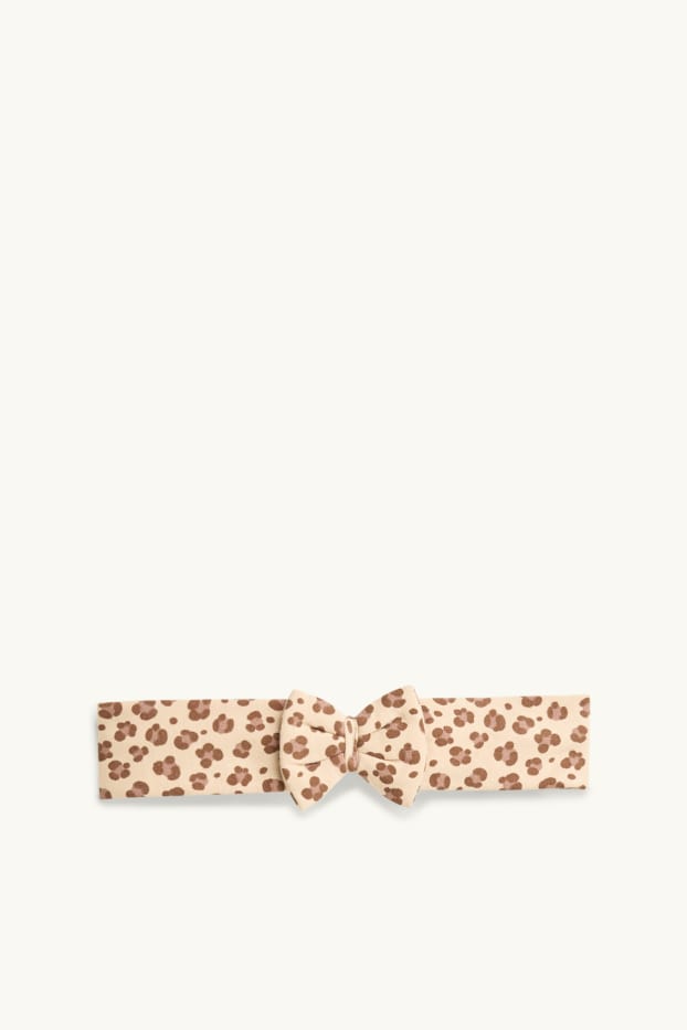 Baby Girls - Bear - baby outfit - 3 piece - leopard print - beige
