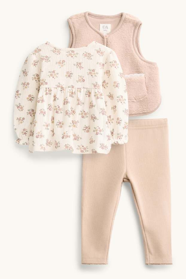 Baby Girls - Floral - baby outfit - 3 piece - cremewhite