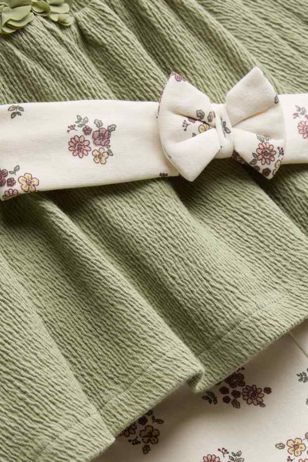Baby Girls - Floral - baby outfit - 3 piece - green / cremewhite