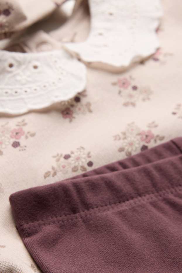 Baby Girls - Floral - thermal baby outfit - 3 piece - rose / dark red