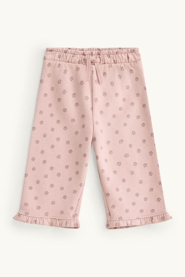 Baby Girls - Heart and flowers - baby outfit - 2 piece - white / rose