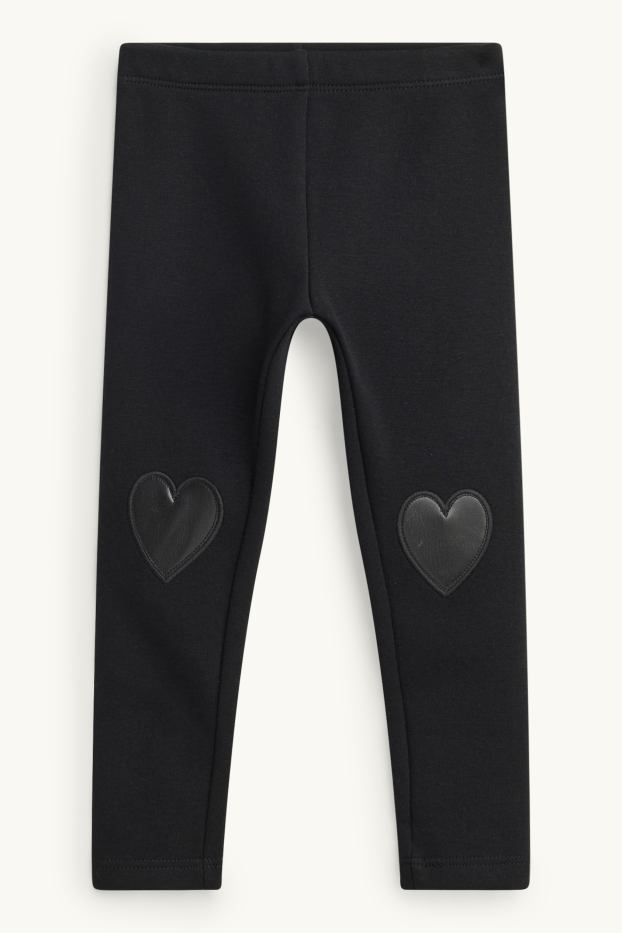 Heart - thermal leggings - black