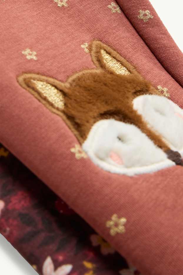 Children Girls - Multipack of 2 - fox and flowers - thermal leggings - brown