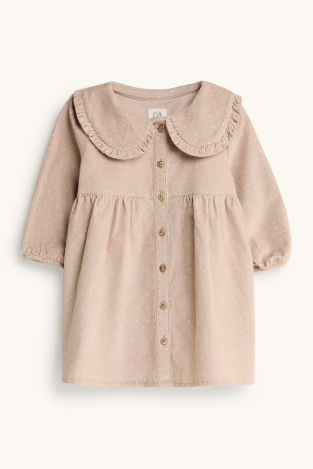 Baby Girls - Corduroy baby dress - polka dot - pale pink