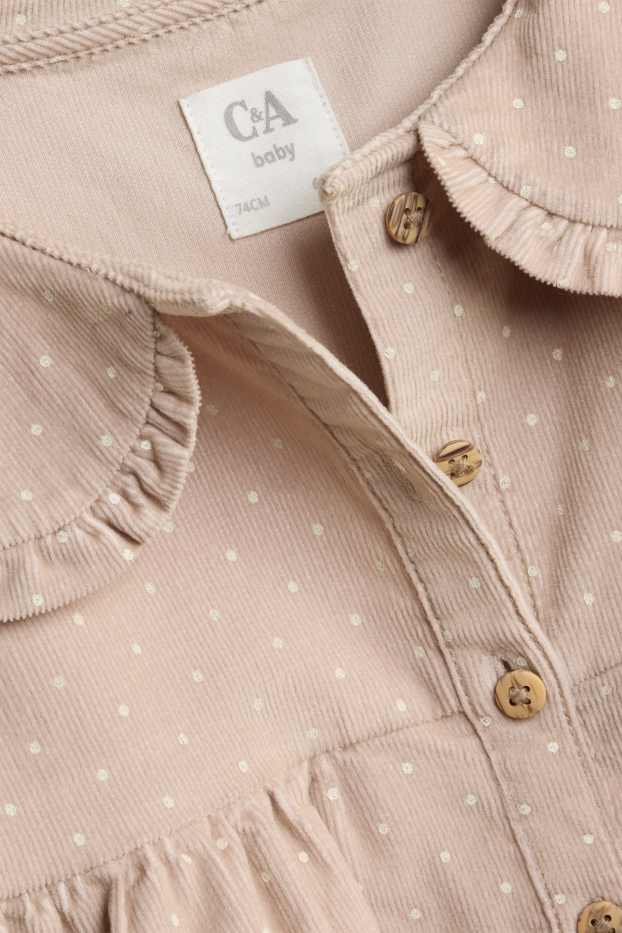 Baby Girls - Corduroy baby dress - polka dot - pale pink