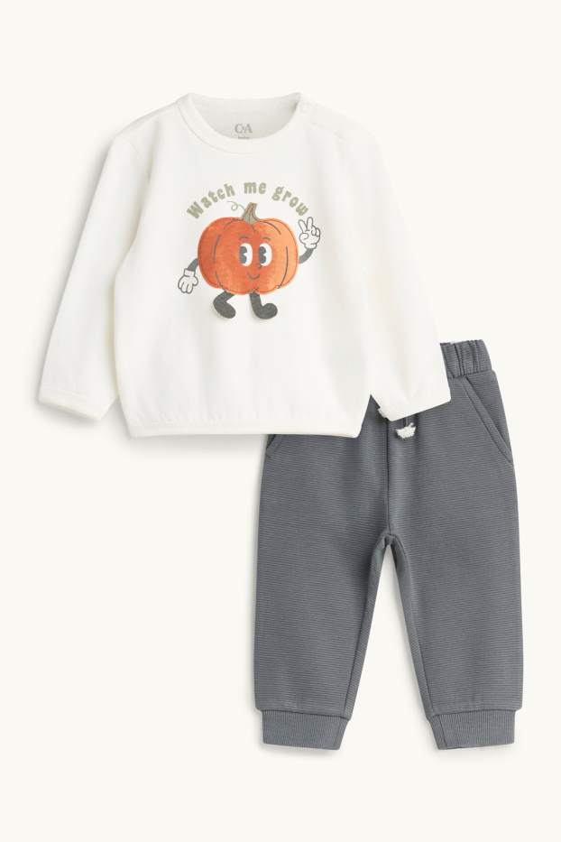 Baby Boys - Pumpkin - baby outfit - 2 piece - white / gray