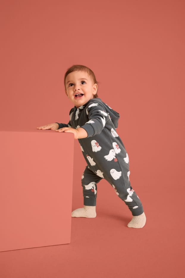 Baby Boys - Halloween - ghost - baby onesie - gray